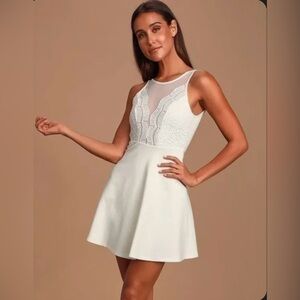 NWT Lulu’s “Miracle Worker” Backless Lace Skater Dress